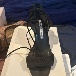 Manolo Blahnik black heels. Worn but in excellent shape in original box